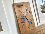 Dog River, Alabama Custom Engraved 3-D Wood Map Wall Hanging