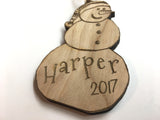 Snowman Personalized Wood Christmas Ornament