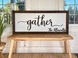 Gather | Personalized Family 3-D Wood Sign | Handbuilt Frame XL 20x47"