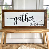 Gather | Personalized Family 3-D Wood Sign | Handbuilt Frame XL 20x47"