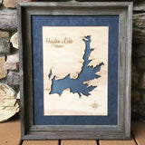 Hayden Lake, Idaho Framed Custom Engraved 3-D Wood Map Wall Hanging