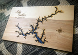 Lake Lanier, Georgia Custom Engraved 3-D Wood Map Wall Hanging