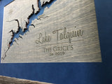 Lake Talquin Florida - 3-D Wood Engraved Wood Map