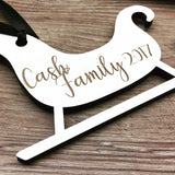 Personalized Engraved Wood Sleigh Christmas Ornament