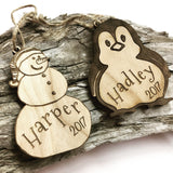 Penguin Personalized Wood Christmas Ornament