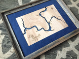 Lake Roosevelt, Washington 3D lake and river engraved wood map