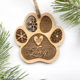 Personalized Puppy Paw Wood Christmas Ornament