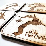 Cocolalla Lake Idaho Wood Coasters