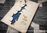 Priest Lake, Idaho Custom Engraved 3-D Wood Map Wall Hanging