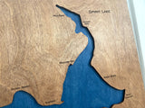 Spirit Lake Idaho Lake Map -- wood wall art, engraved by North Idaho Made