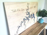 Table Rock Lake, Missouri Custom Engraved 3-D Wood Map Wall Hanging