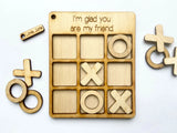 Classic tic tac toe game with a modern twist - laser engraved wood pieces