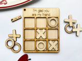 Tic tac toe game with natural wood or custom painted tokens, perfect for any occasion