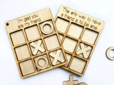 Personalized tic tac toe game with custom engraved wood tokens