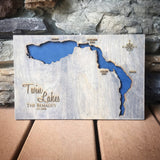 Spirit Lake with Roads, Idaho Custom Engraved 3-D Wood Map Wall Hanging