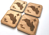 Lake Wawasee Indiana Wood Coasters - Set of 4
