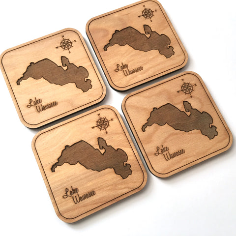 Lake Wawasee Indiana Wood Coasters - Set of 4