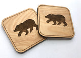 Wood Coaster engraved with bears