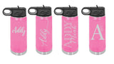 examples of font styles and placement on personalized water bottles North Idaho Made