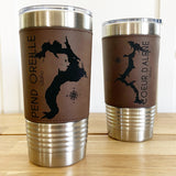 20oz Leatherette Coeur D’Alene Idaho Double Wall Insulated Idaho Tumbler