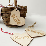 Valentines Basket Tags - Heart Shaped Personalized Basket Tag Label