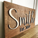 Wood Family Name Sign in 3-D