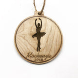 Ballerina Engraved Wood Christmas Ornament