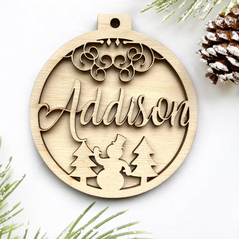 3D Addison Wood Ornament