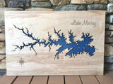 Lake Murray, South Carolina Custom Engraved 3-D Wood Map Wall Hanging