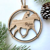 Horse Riding Personalized Wood Christmas Ornament