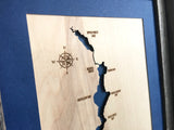Priest Lake, Idaho Framed Custom Engraved 3-D Wood Map Wall Hanging
