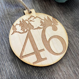 ADK 46er Engraved Wood Christmas Ornament