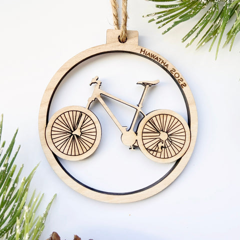 Mountain Bike Personalized Wood Christmas Ornament