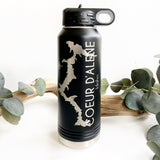 Black and Silver Coeur D’Alene 32oz Double Wall Insulated Idaho Waterbottle - RTS