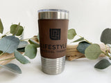 Logo or Custom Design 20oz Leatherette Double Wall Insulated Idaho Tumbler