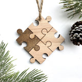 Puzzle Piece - Neurodiversity Awareness Christmas Ornament - Engraved Birch Wood Christmas Tree Ornaments