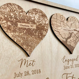 “Map of Our Life” - met, engaged, married, live - Custom Locations Map - Any 3 Locations and Dates