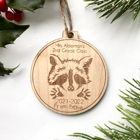 Teacher or Classmate School Gift Engraved Wood Christmas Ornament