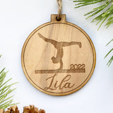 Gymnastics Dancer Engraved Wood Christmas Ornament