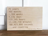 Anniversary Engraving Plaque - Years Months Weeks Days Hours Minutes