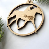 Horse Riding Personalized Wood Christmas Ornament