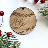 Softball Personalized Wood Christmas Ornament