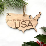 First Christmas in the USA - United States Wood Ornament