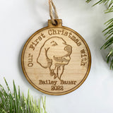 First Christmas with New Dog Golden Retriever Wood Christmas Ornament