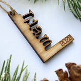 Initial with Name Wood Christmas Ornament