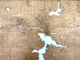48x48" - XL 4 foot square 3-D Lake Coeur d'Alene Art with engraved roads