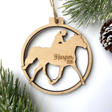 Horse Riding Personalized Wood Christmas Ornament