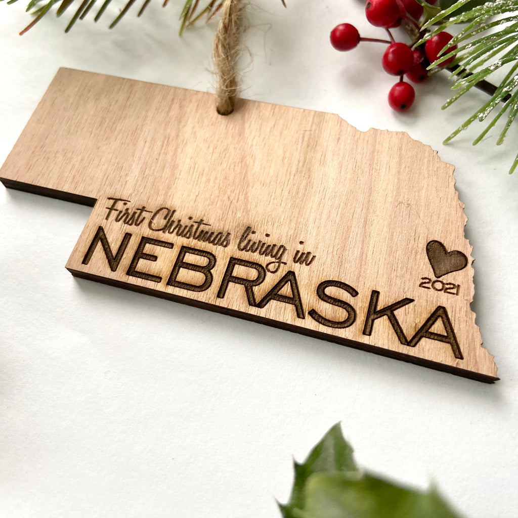 NEBRASKA Christmas Ornament First Christmas living in Nebraska North Idaho Made