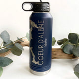 Navy Blue and Silver Coeur D’Alene 32oz Double Wall Insulated Idaho Waterbottle