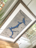 CDA Framed Lake Coeur D'Alene, Idaho Custom Engraved 3-D Wood Map Wall Hanging